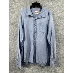 Wrangler Vintage Dress Shirt Mens Size XL Blue Button‎ Down Long Sleeve Pocket